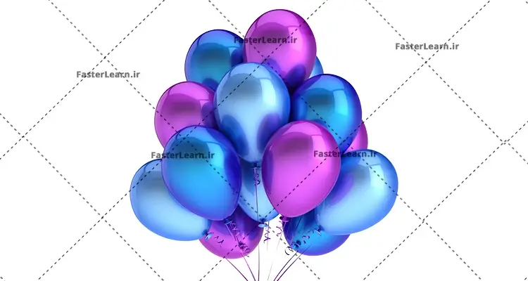 دانلود رایگان فایل PNG بادکنک‌ آبی و بنفش